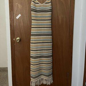 Crochet Boho Midi Bodycon Strappy Dress